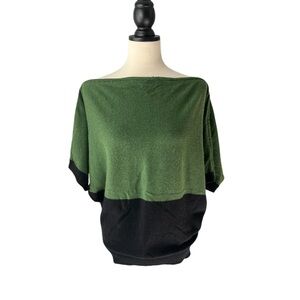 Prabal Gurung Cashmere Sweater Green Black Colorblock Zip Neck, Size S